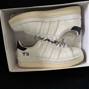 Y-3 White and Black Leather Sneakers